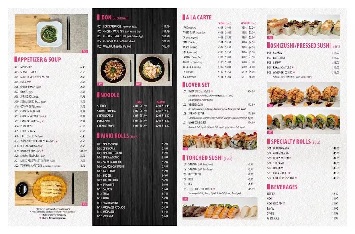 Menu de KAKA all you can eat