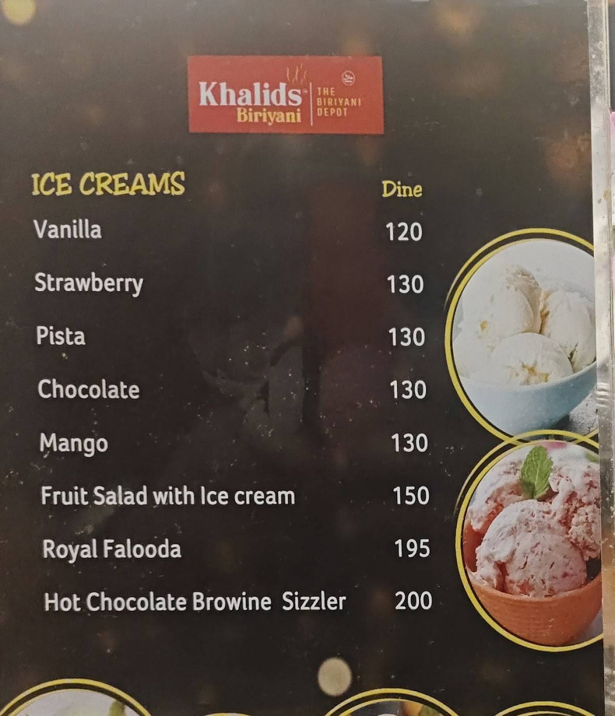 KHALIDS BIRIYANI menu