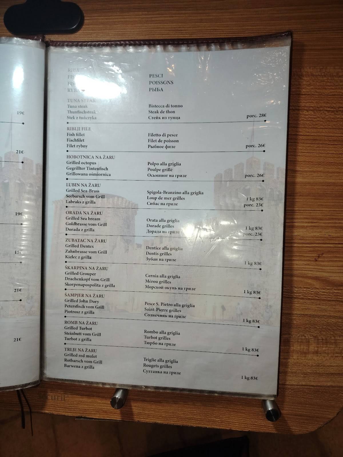 Menu di Restaurant Kamerlengo 