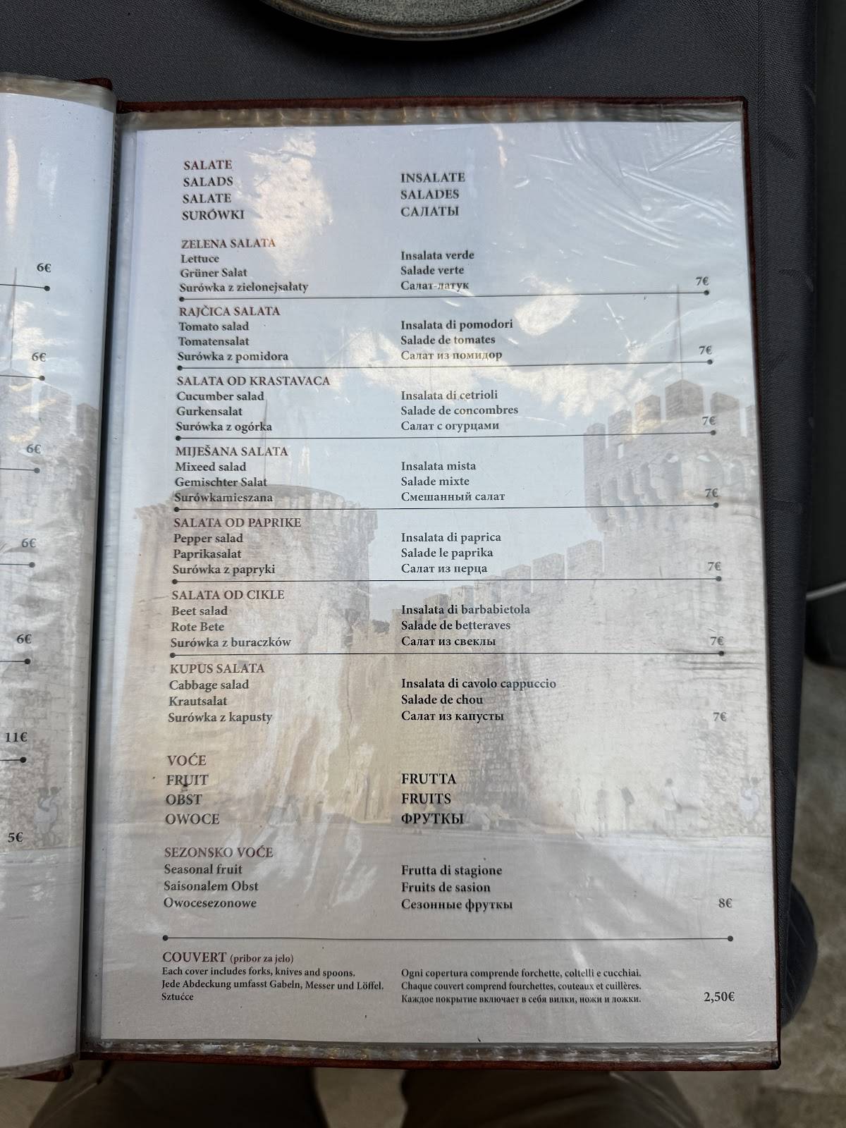Menu di Restaurant Kamerlengo 