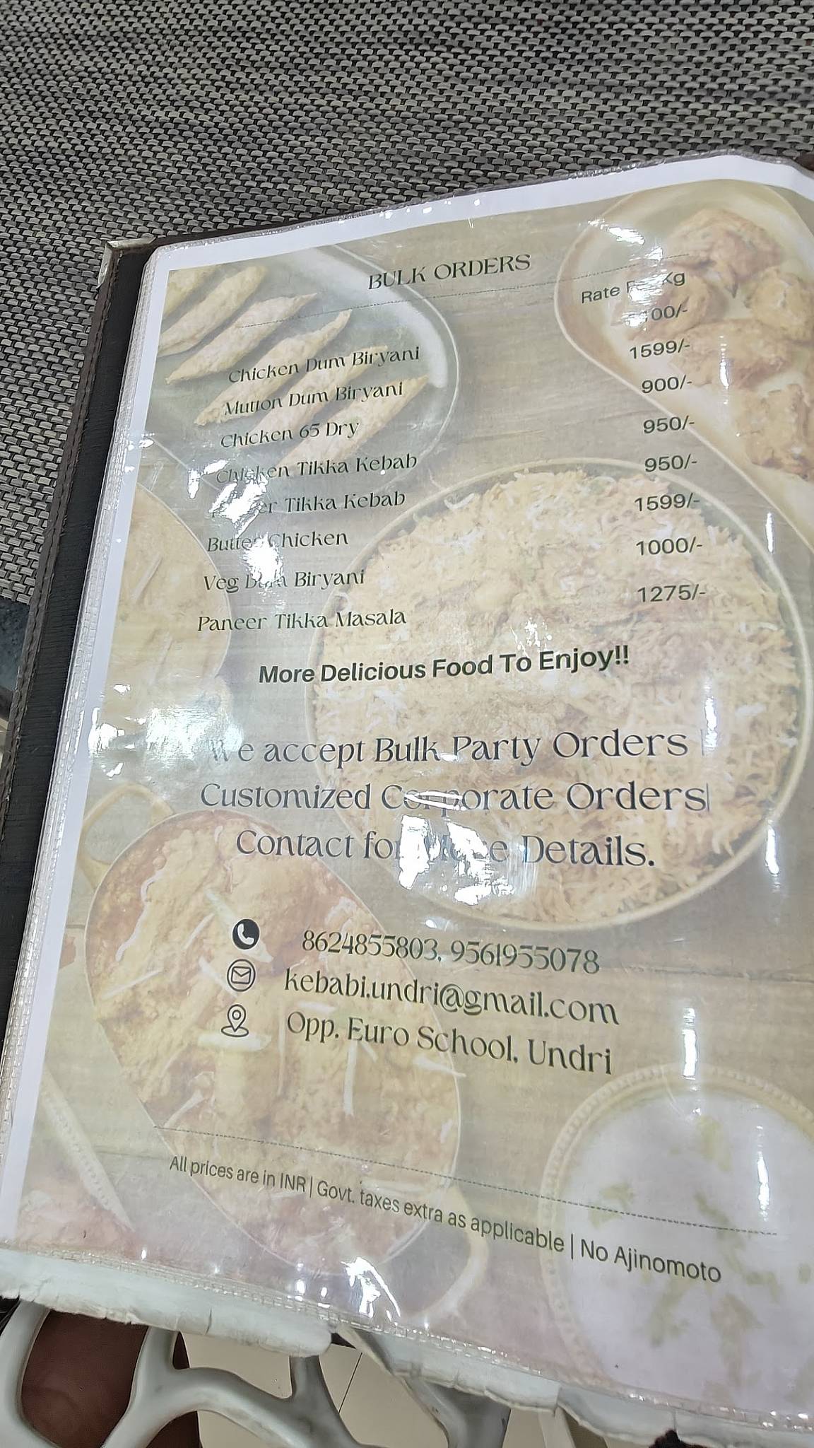 Kebabi menu