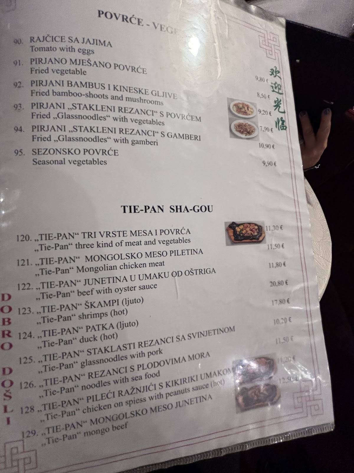 Menu di Kineski restoran Peking 