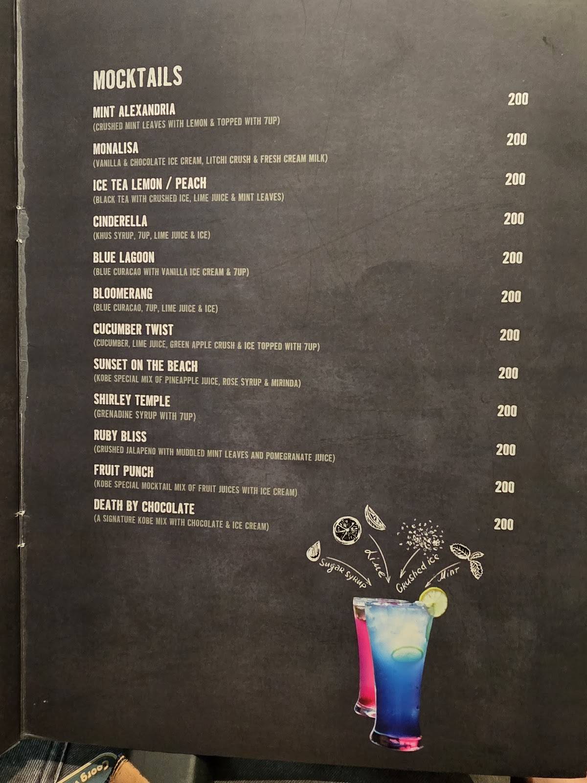 Kobe Sizzlers Mak Mall menu