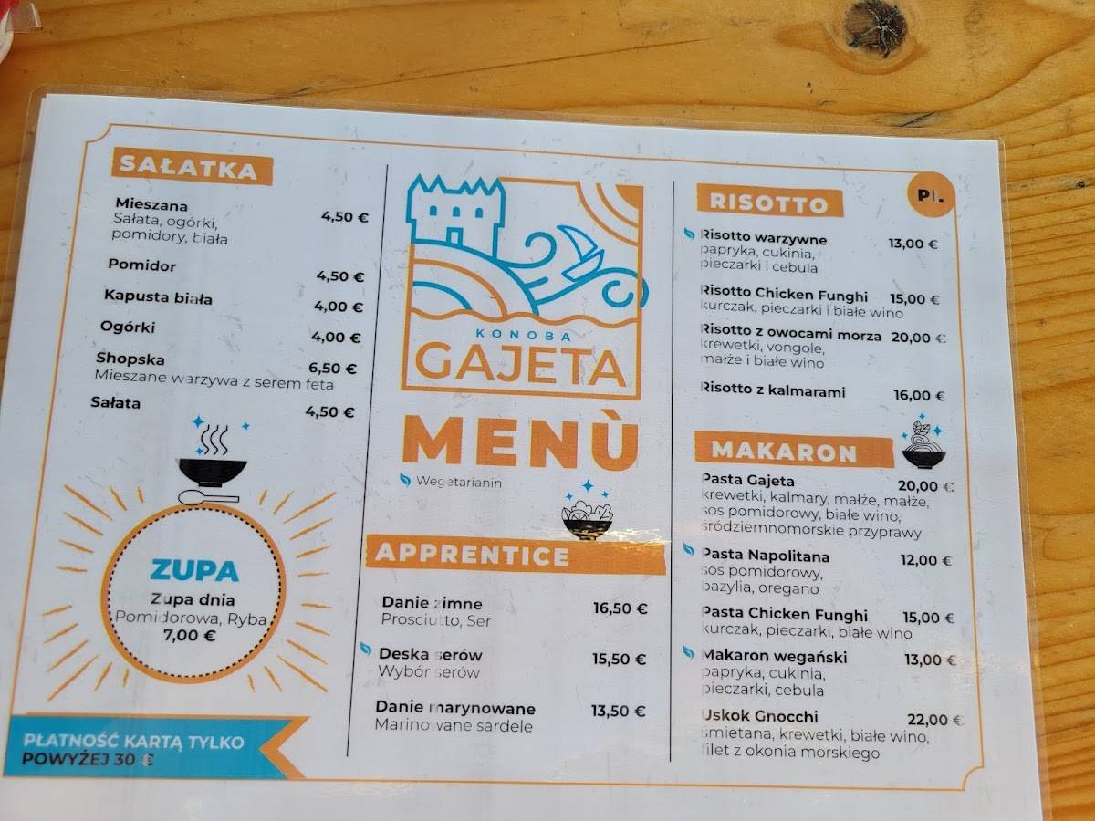Menu di Konoba Gajeta 