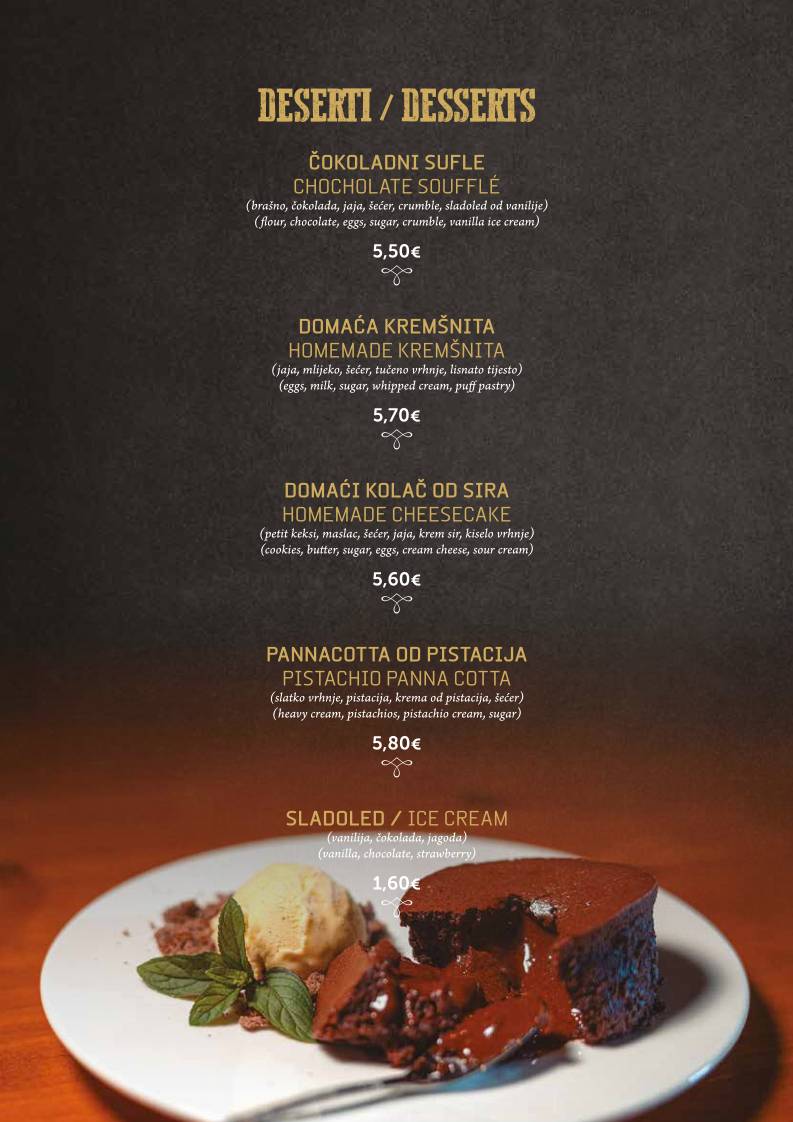 Menu di Konoba Kamen Zadar 2012 
