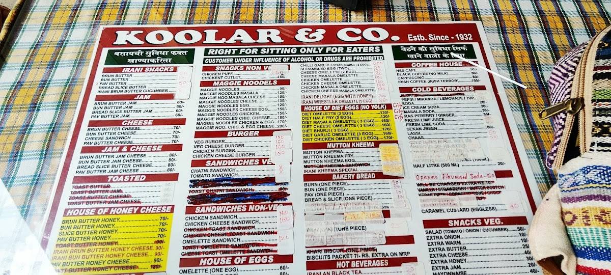 Koolar & Co menu