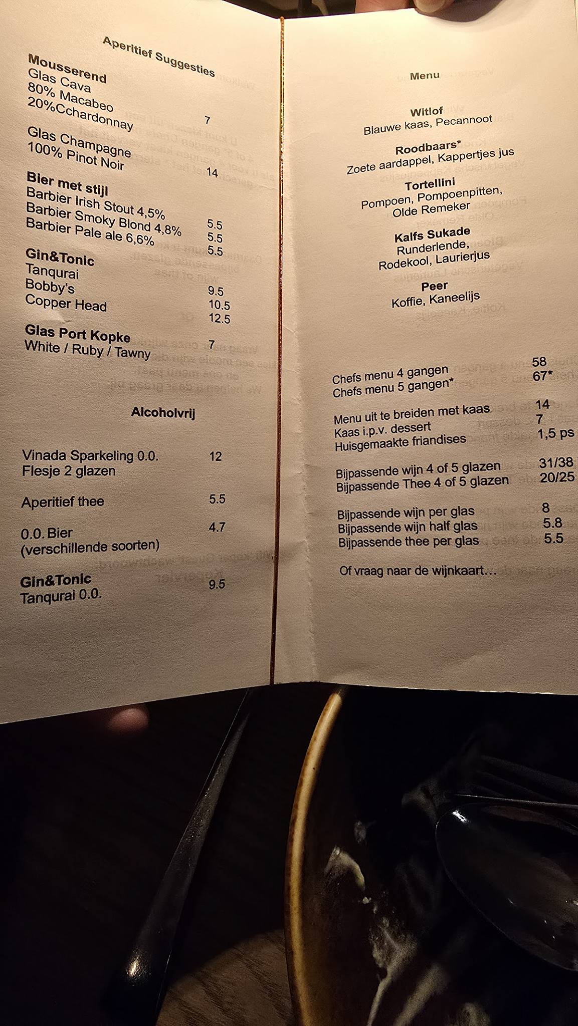 Menu de Restaurant Koper
