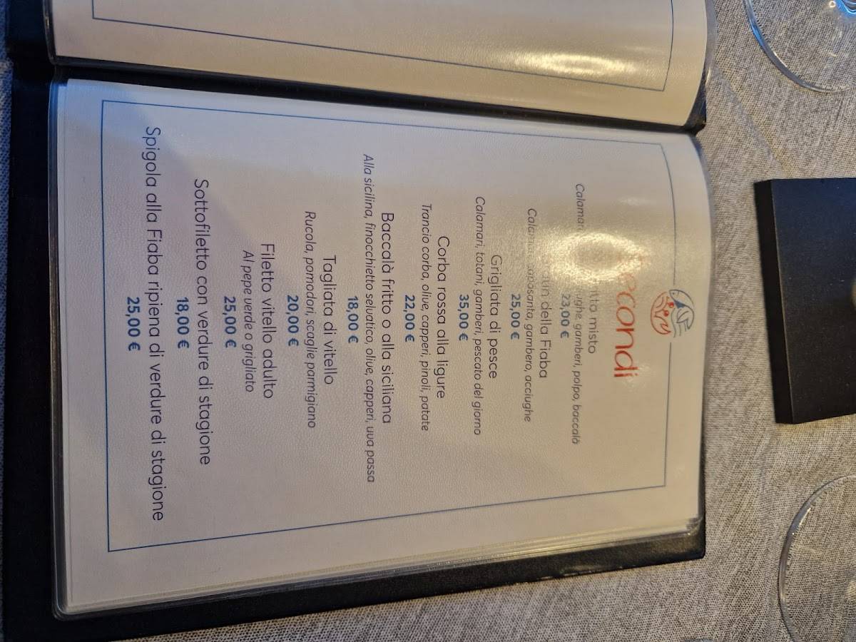 Menu di LA FIABA ,specialità pesce 