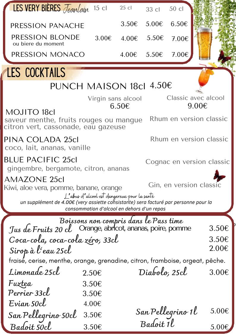 Menu de La Very Table Café Restaurant