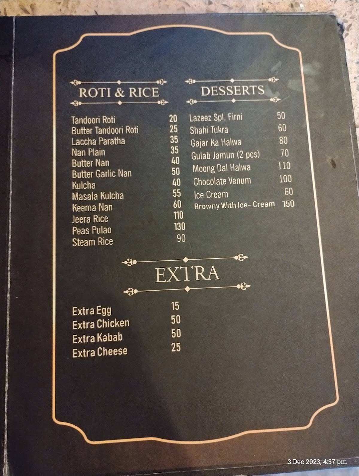 LAZEEZ GOLD menu