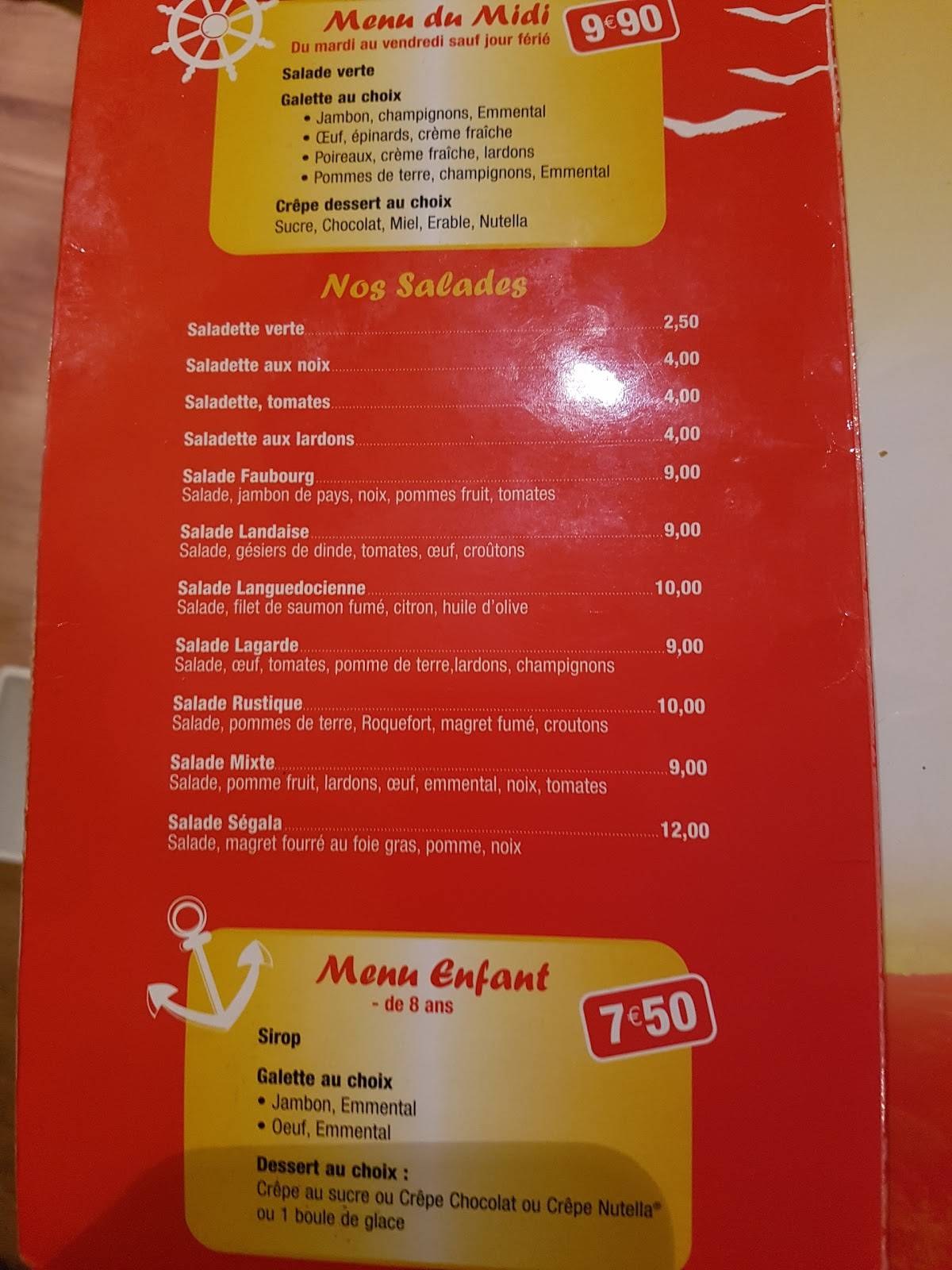 Menu de L'Armorique