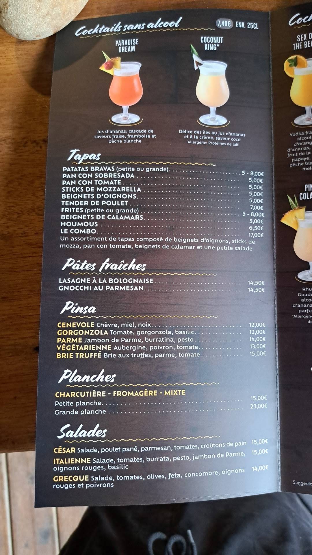 Menu de L'Aviateur