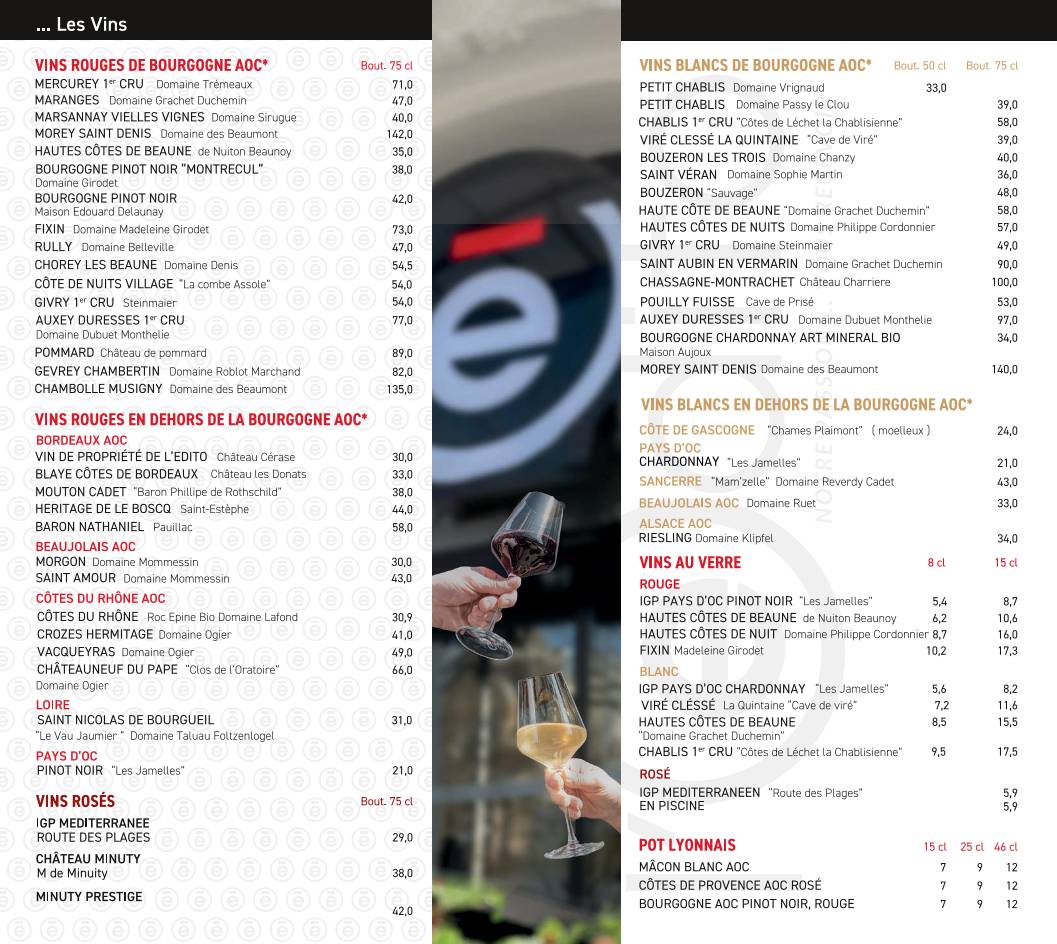 Menu de L'Edito Dijon