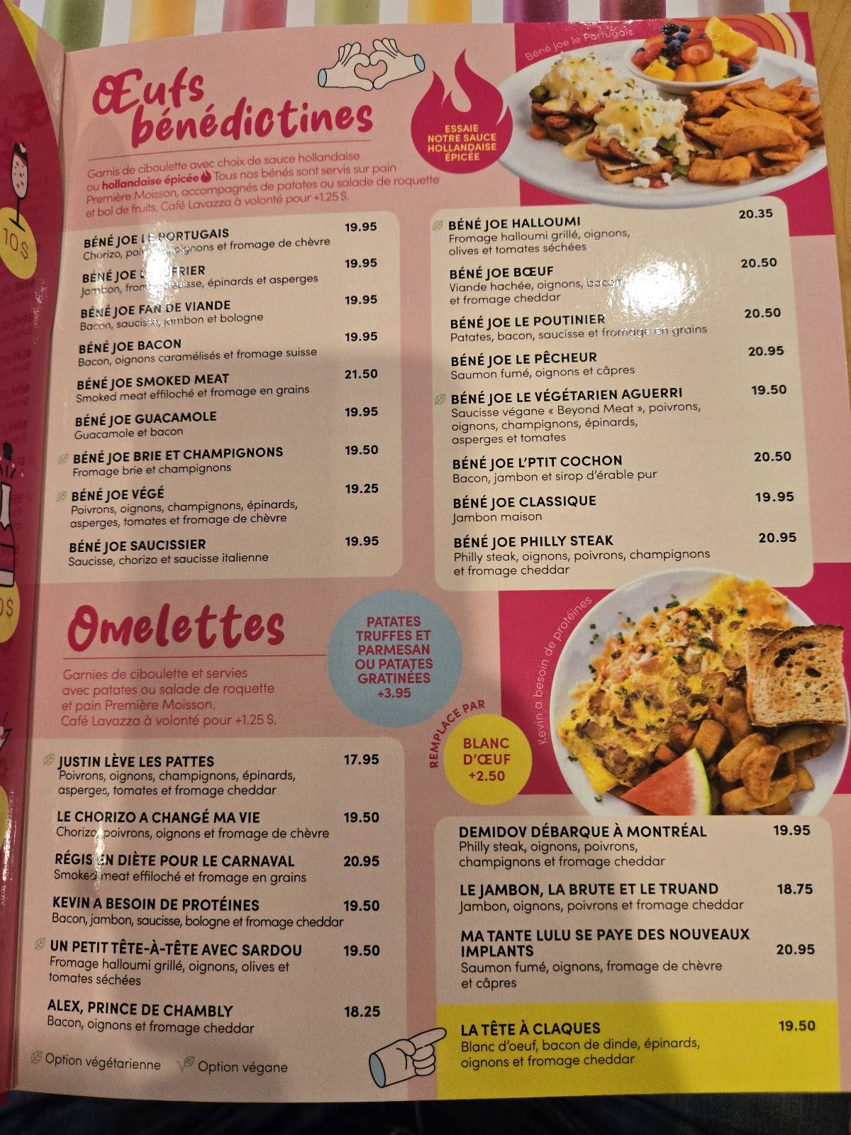 Menu de L'Œufrier (boulevard le Corbusier)