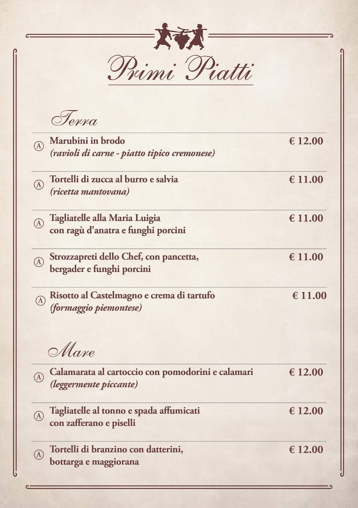 Menu di La Corte Bassa 