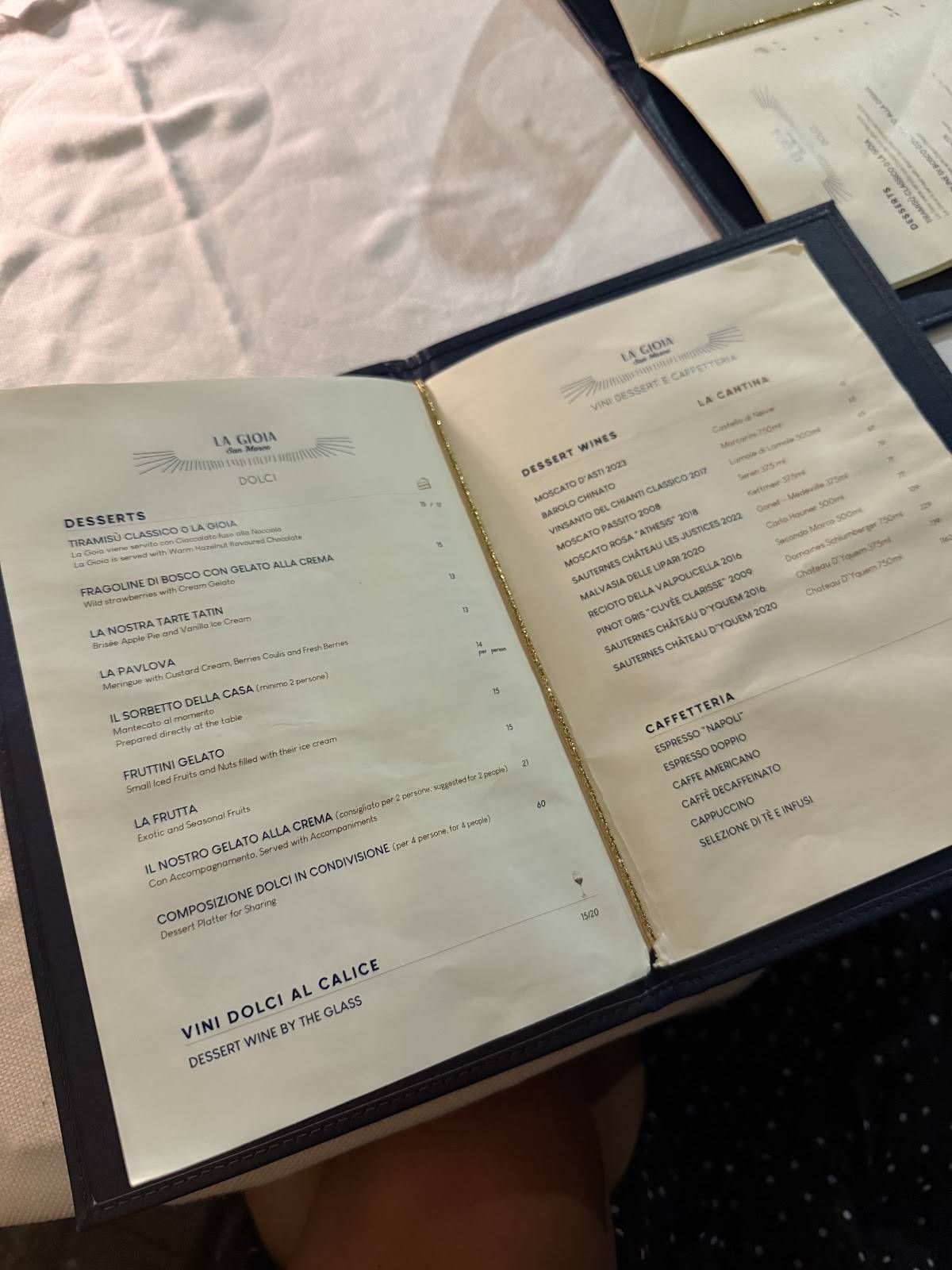 Menu di La Gioia San Marco 