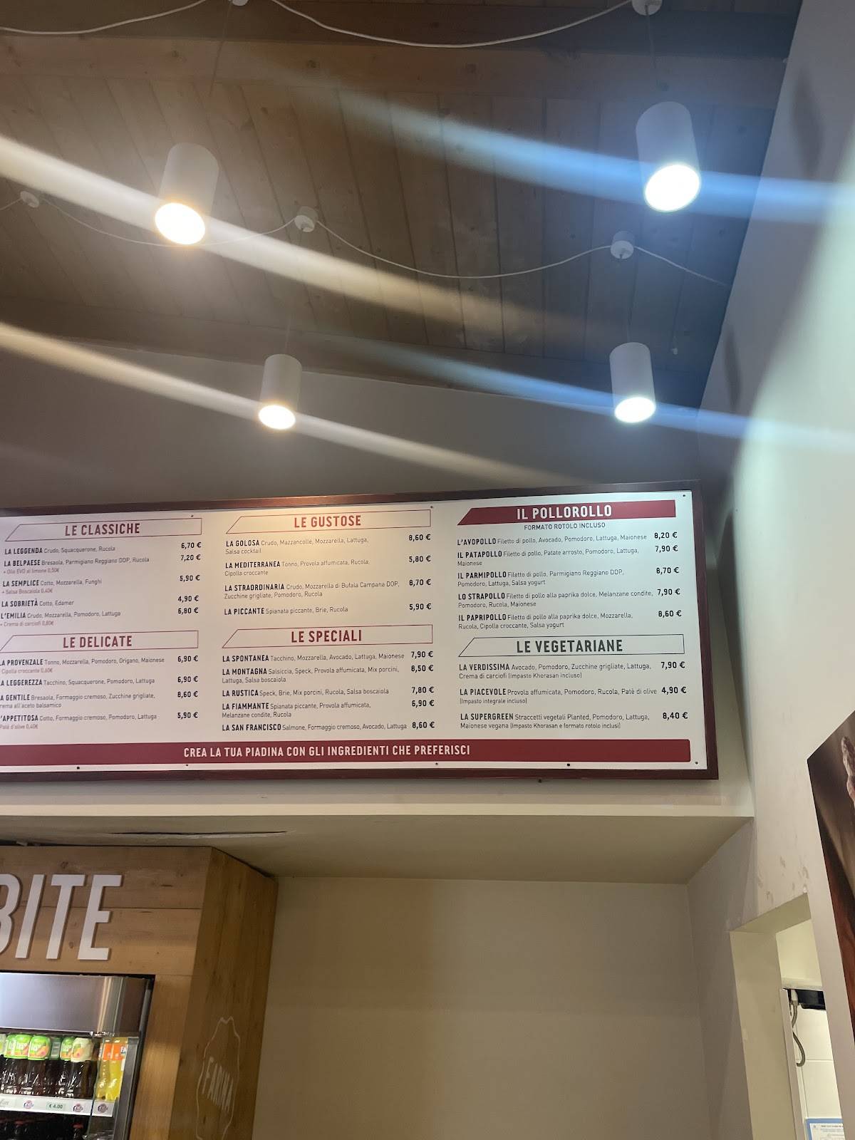 Menu di La Piadineria 