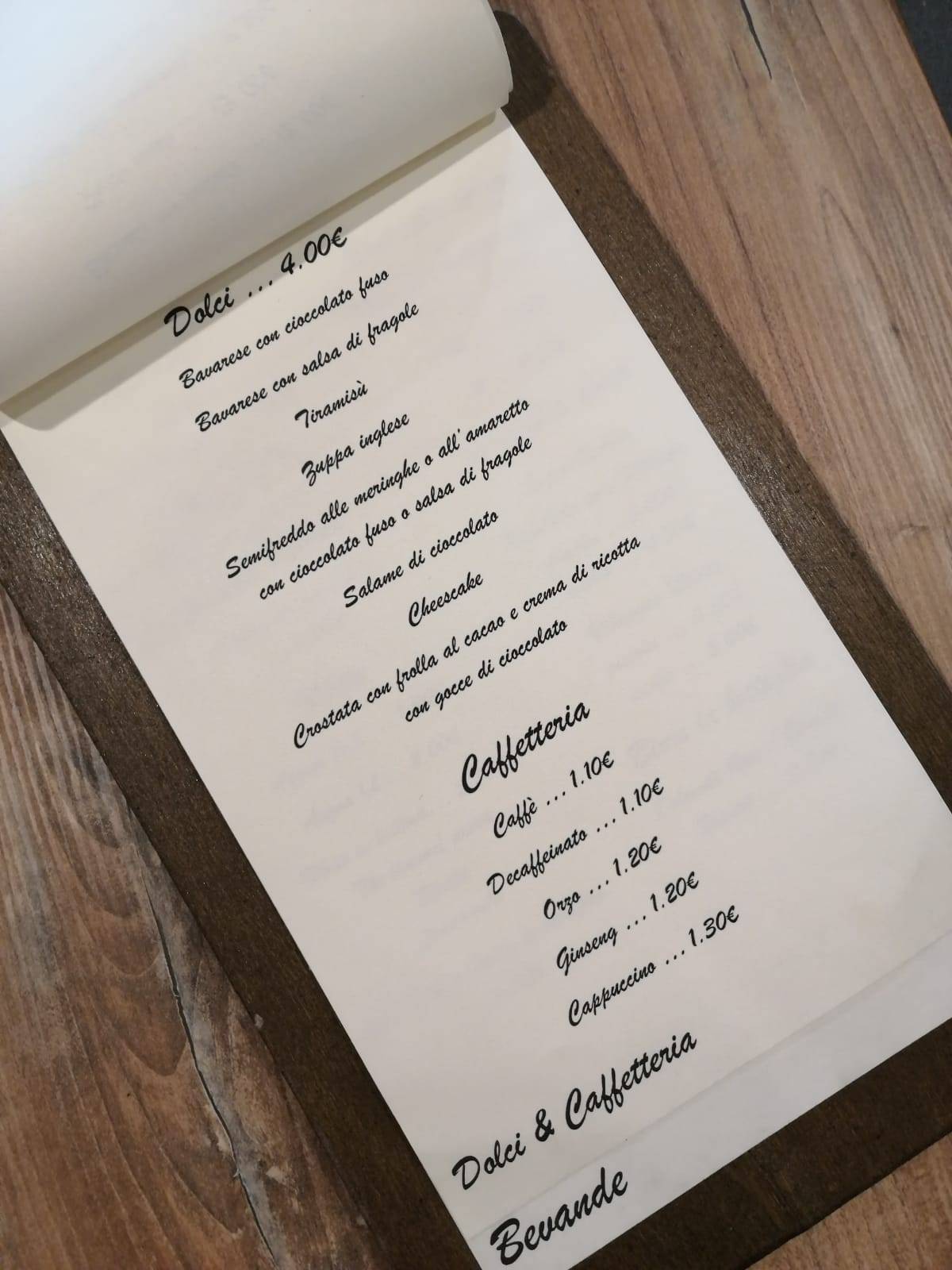 Menu di La Piccola Osteria 