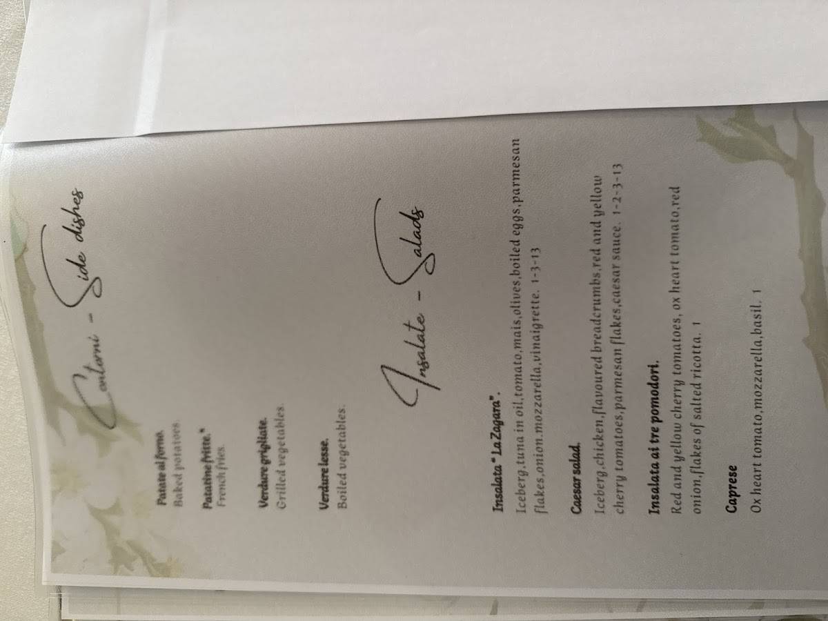 Menu di La Zagara 