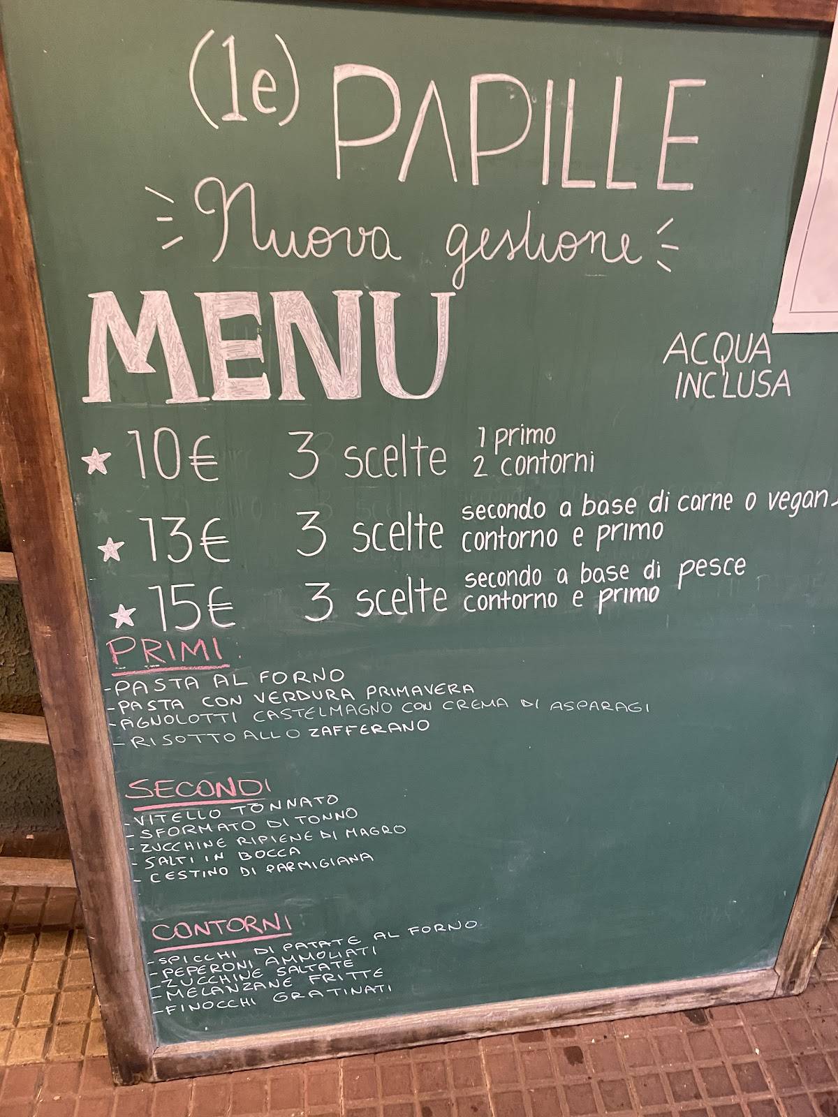 Menu di Le Papille bistrot 