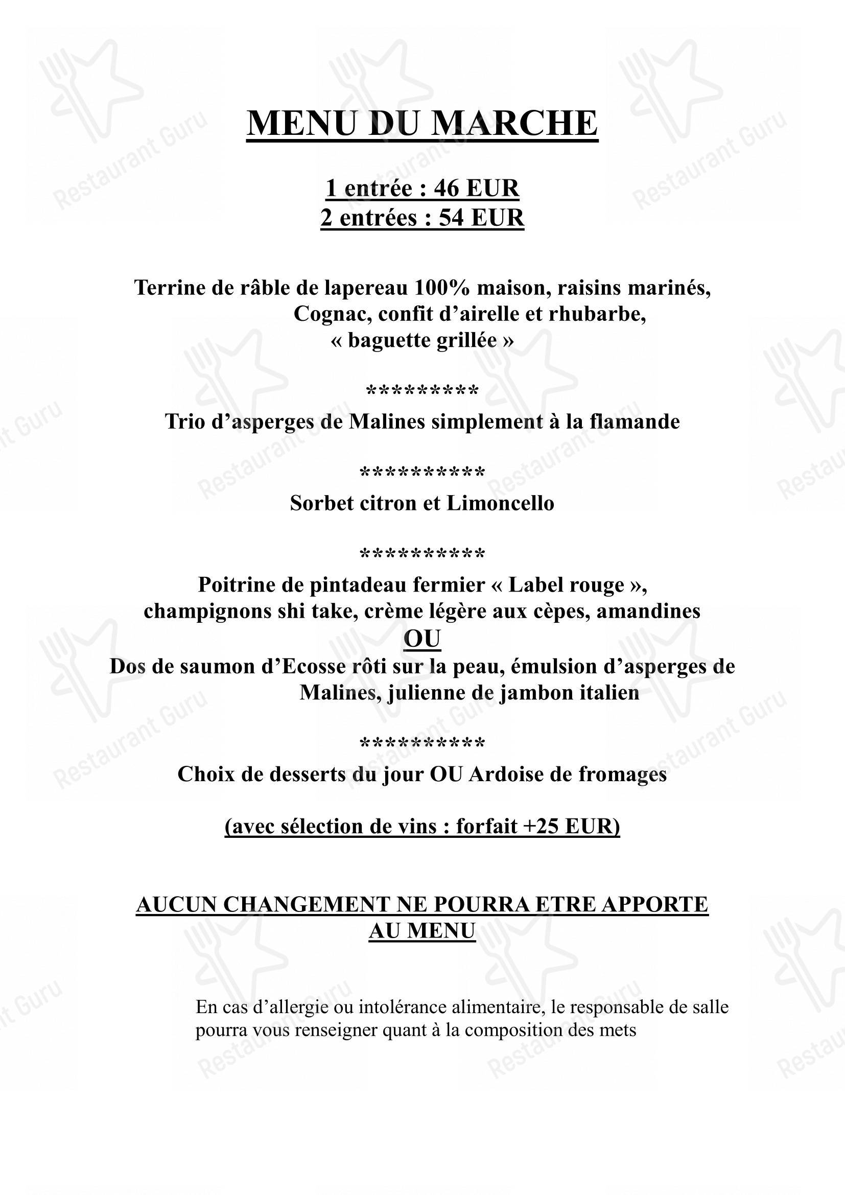 Menu pour Restaurant Le Pivert - 菜单