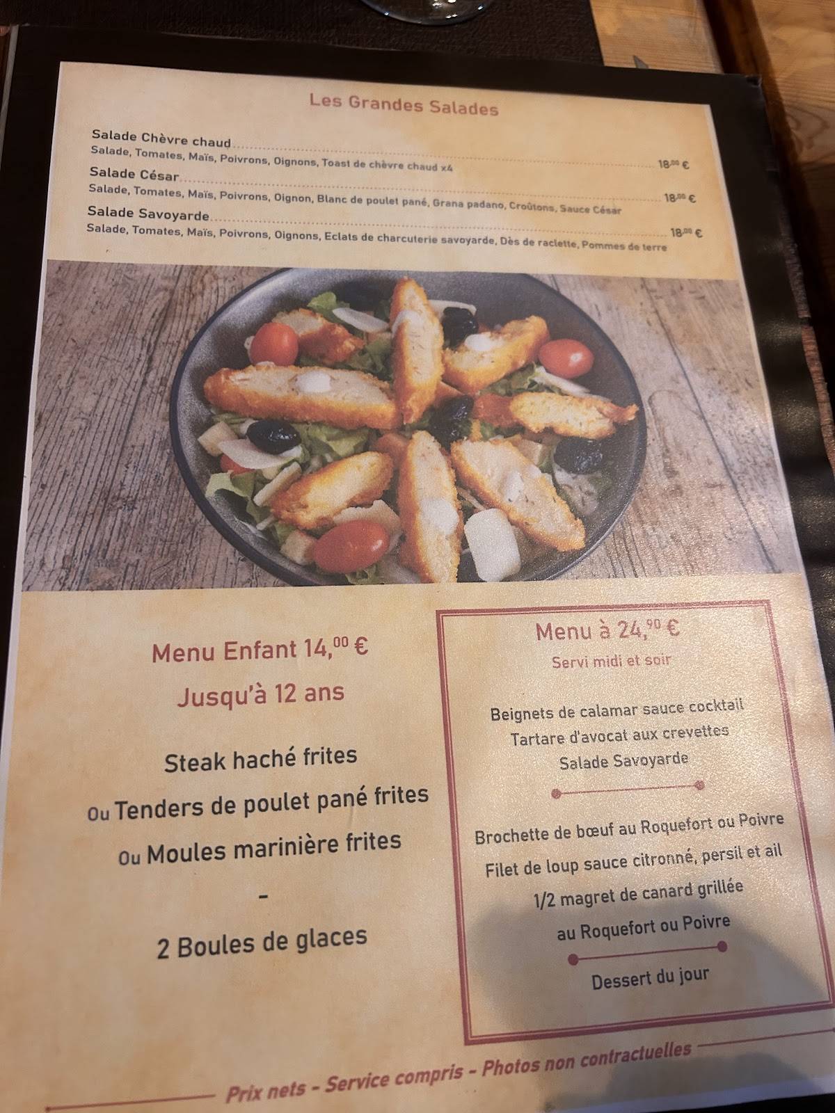 Menu de Restaurant Le Refuge - Savoyard