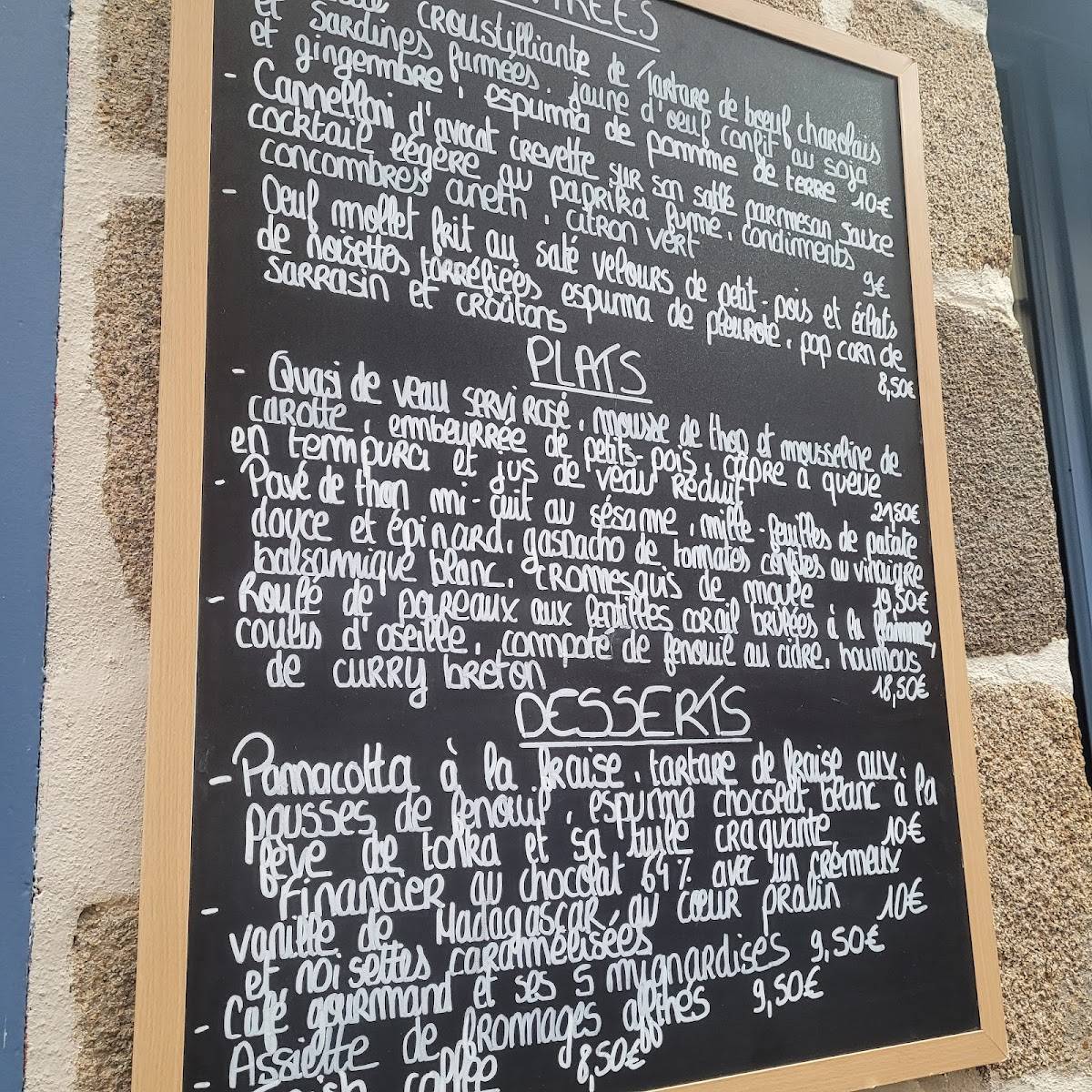 Menu de Le Vasselot