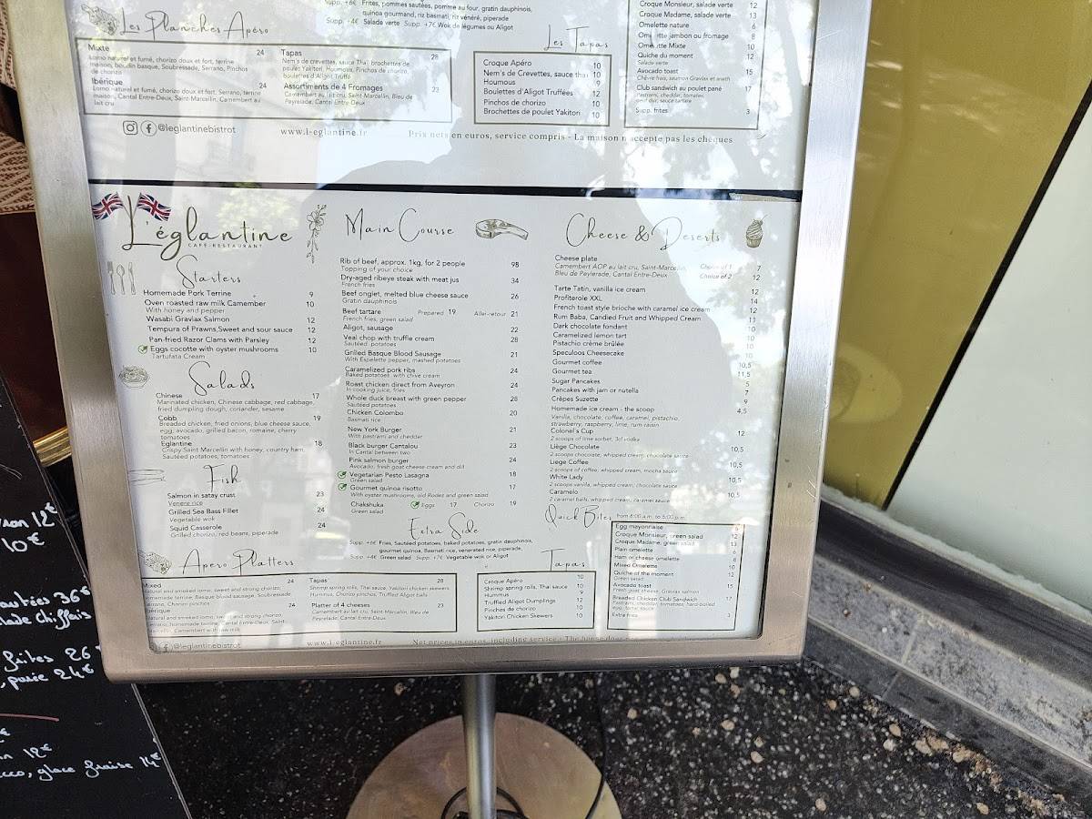 Menu de L'églantine
