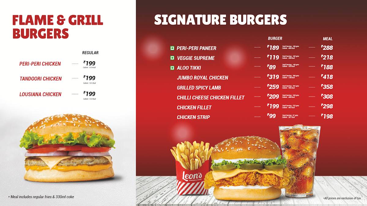 Leon's Burgers & Wings Electronic City menu