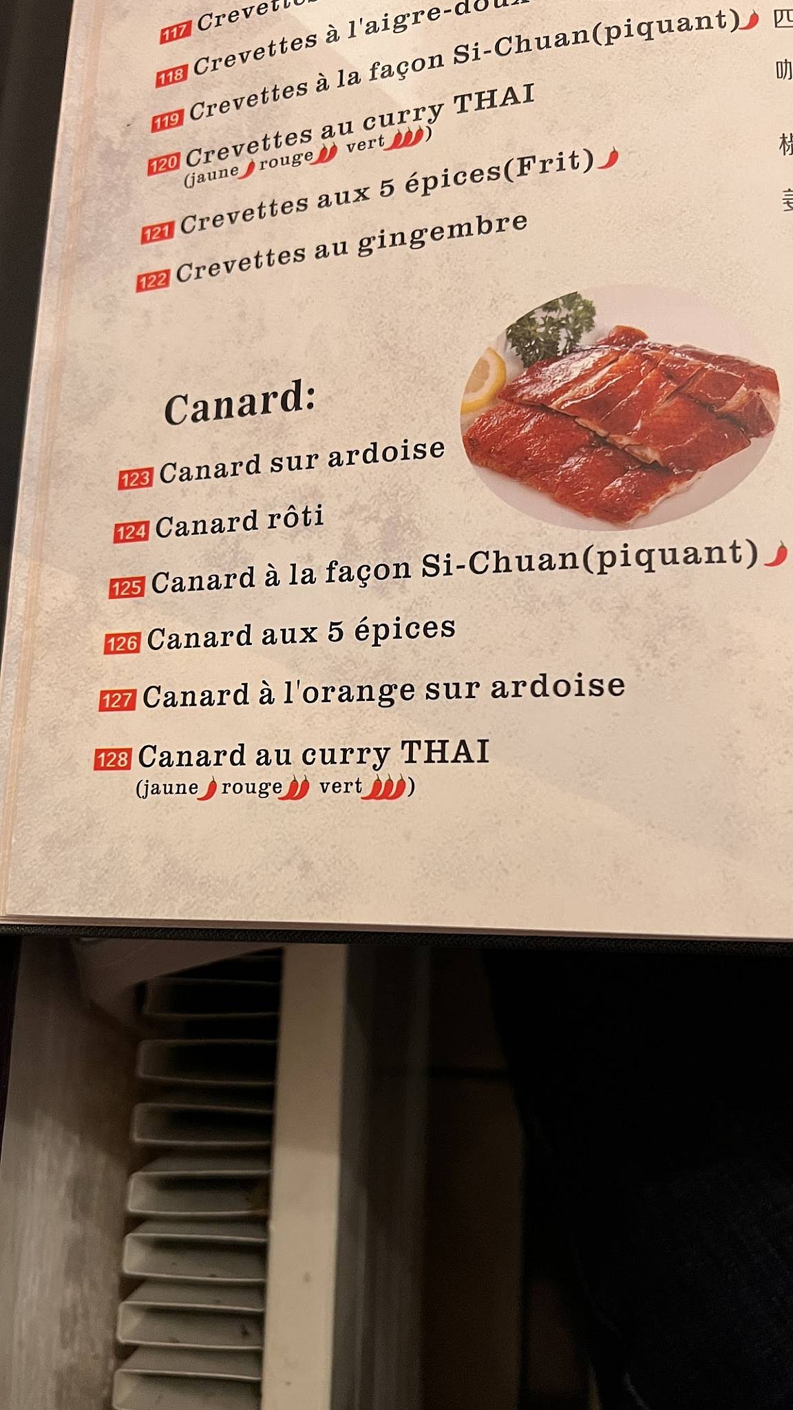 Menu di Les 4 Marronniers 