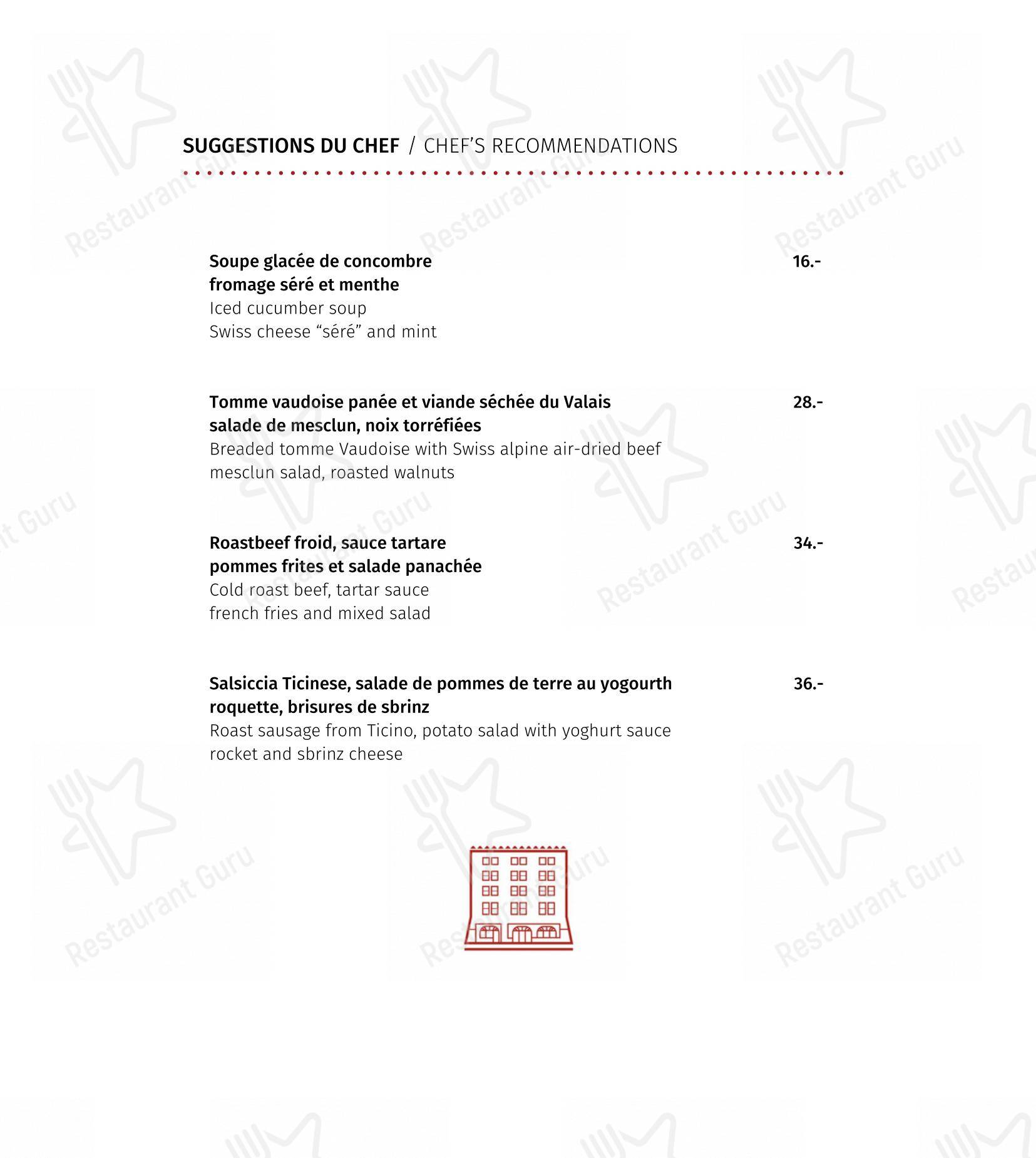 Restaurant Les Armures in Ginevra - 菜单