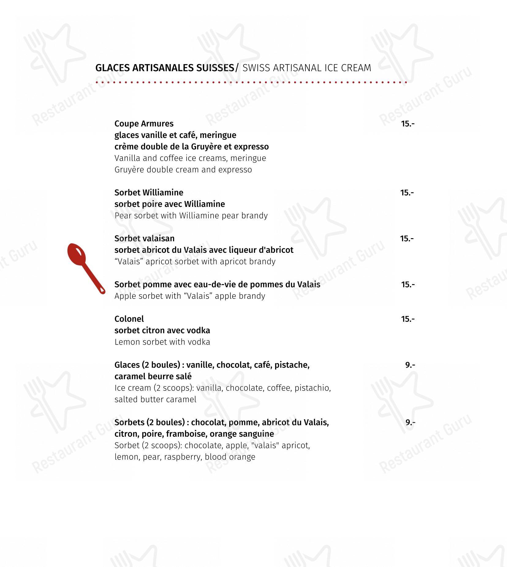 Menu per Restaurant Les Armures ristorante