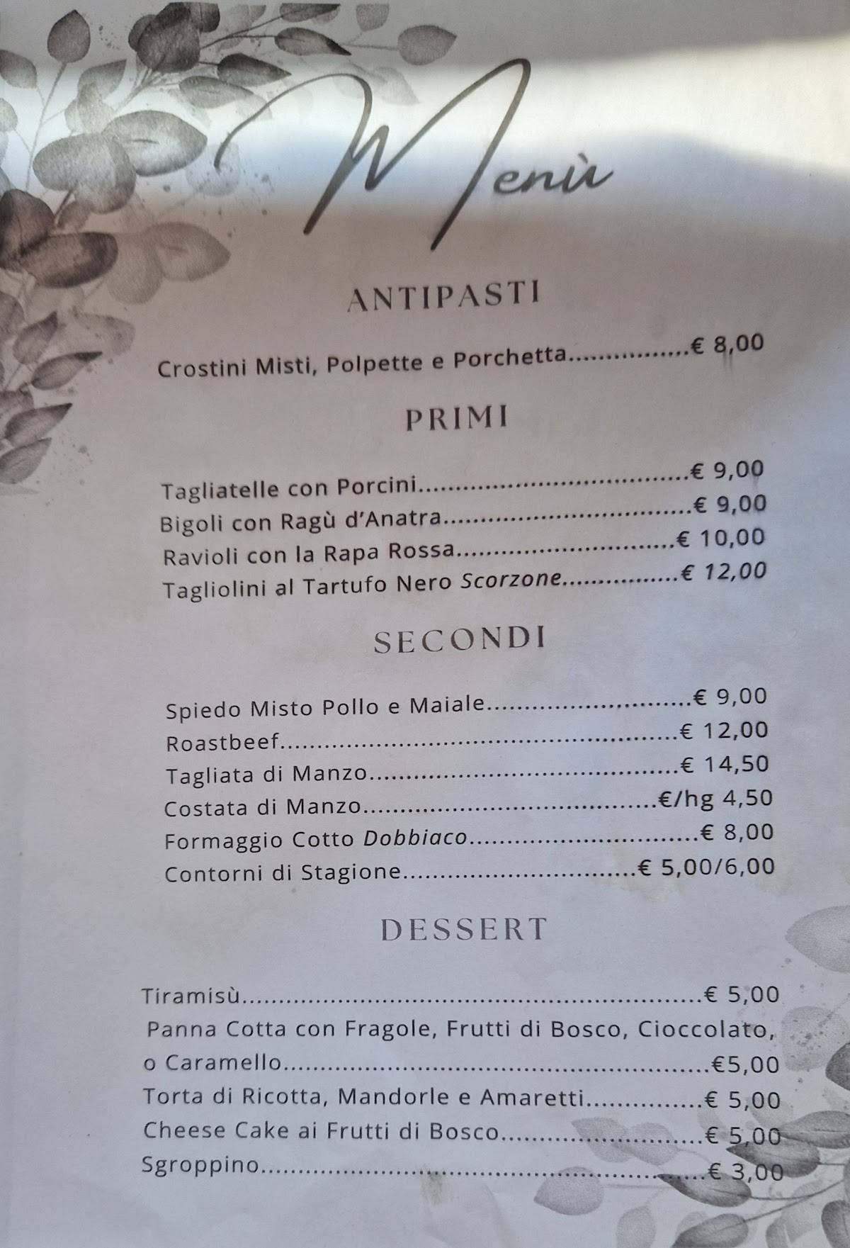 Menu di Locanda Codirosso 