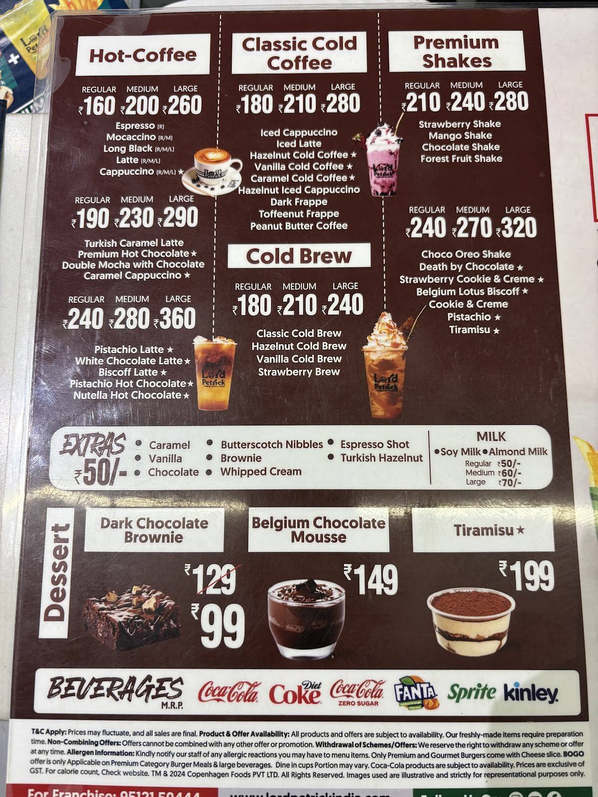 Lord Petrick Coffee & Burger-Prahlad Nagar, Ahmedabad menu