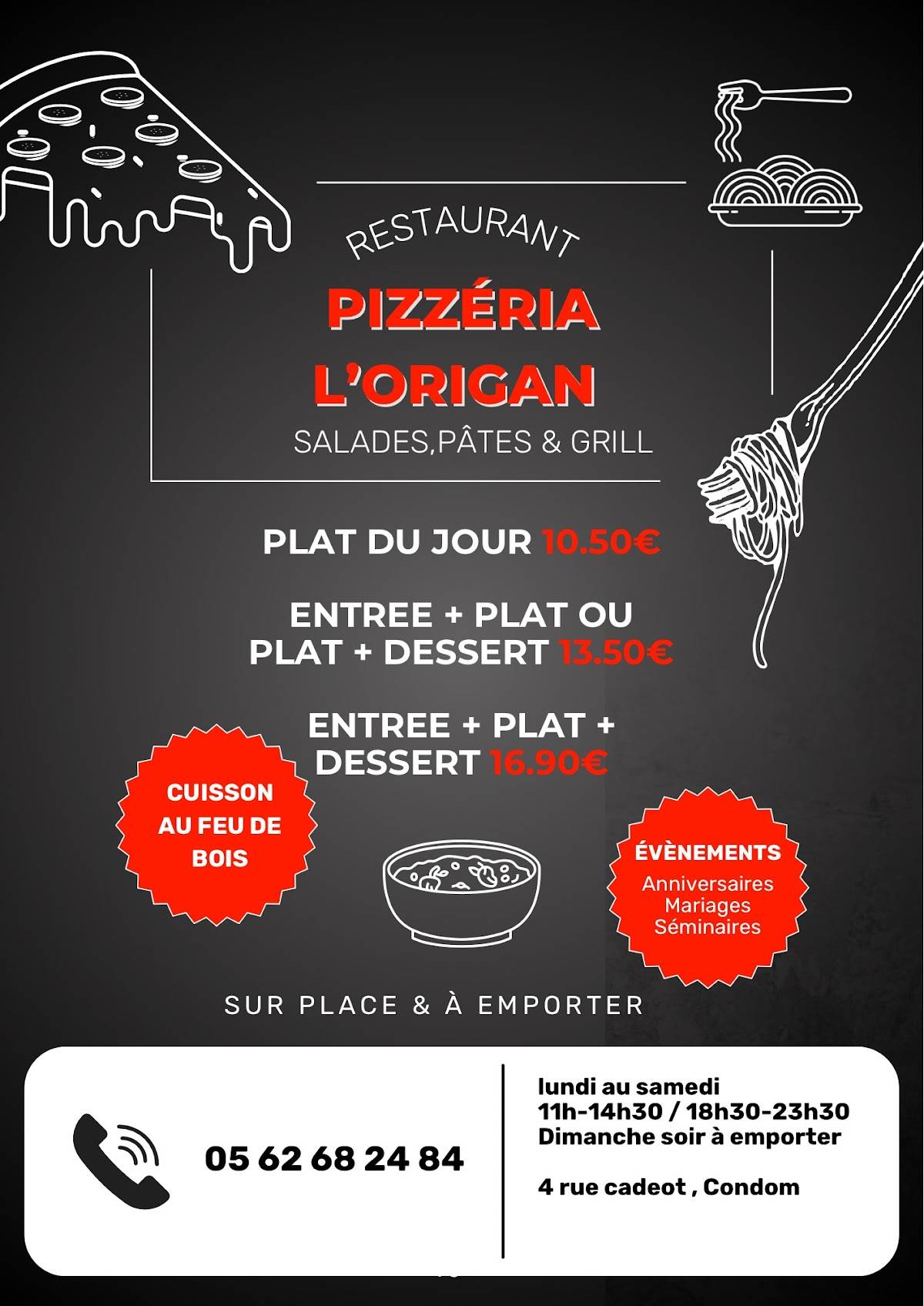 Menu de L'origan