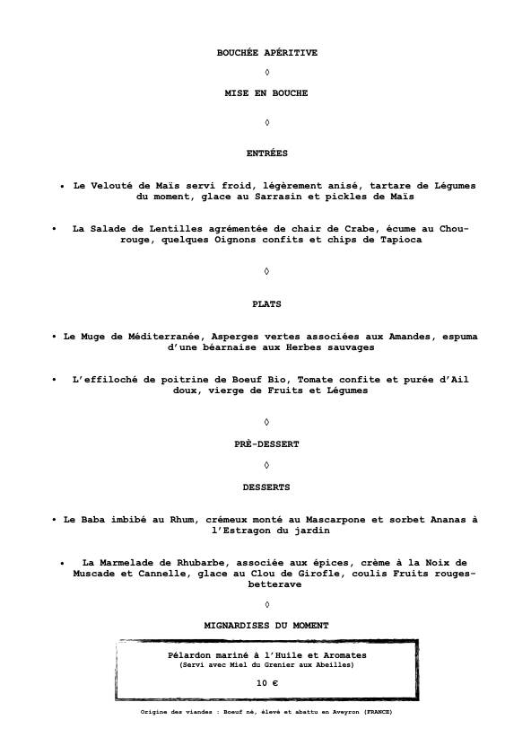 Menu de Lou Bi Alès