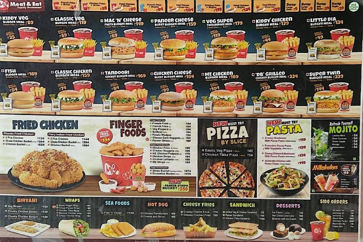 Menu at ME(meat and eat), Anekal, opposite to milk dairy