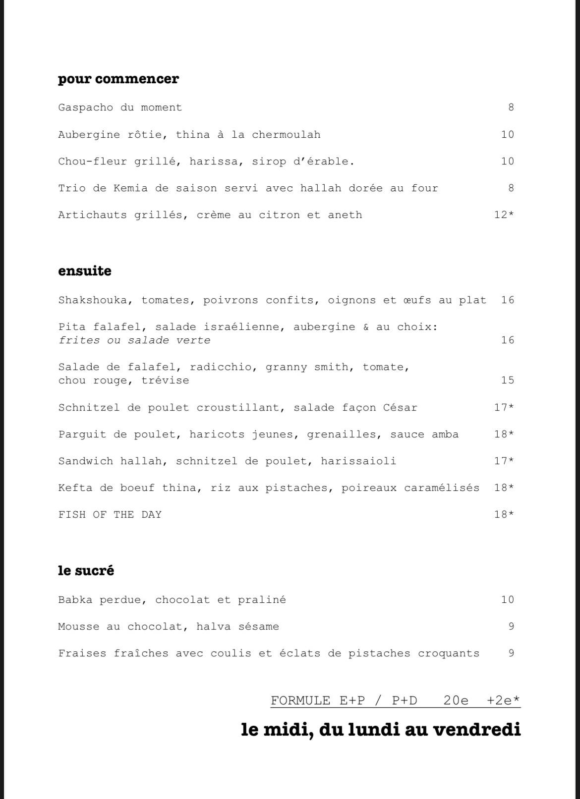 Menu de Maafim
