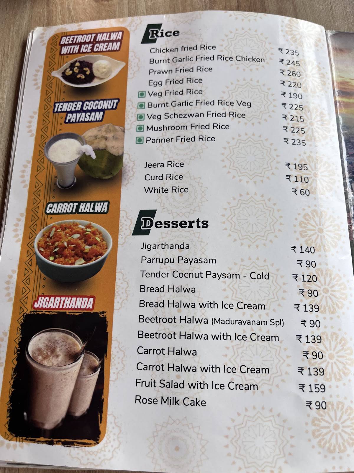 Maduravanam - Taste of Madurai menu