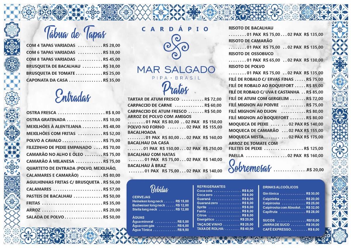 Mar Salgado Pipa cardápio