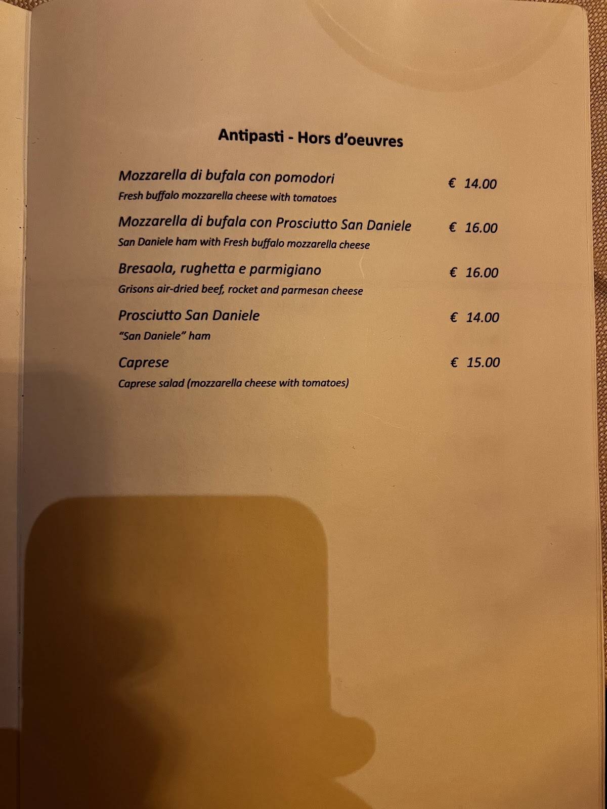 Menu di Matricianella 
