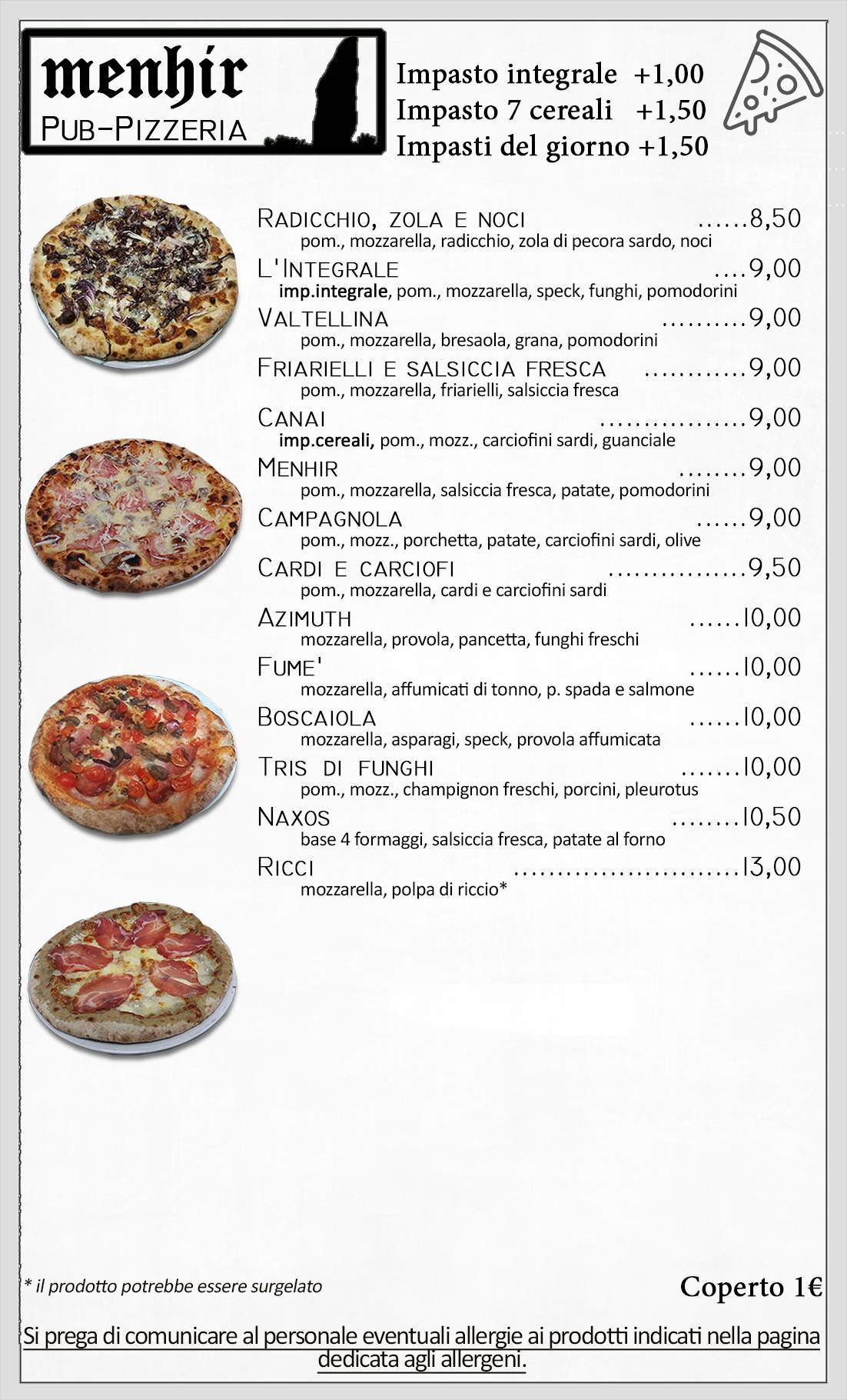 Menu di Menhir Pub Pizzeria 