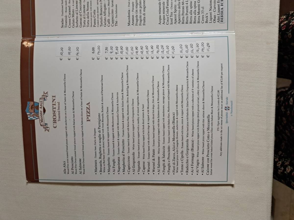 Menu di Monte Arci 