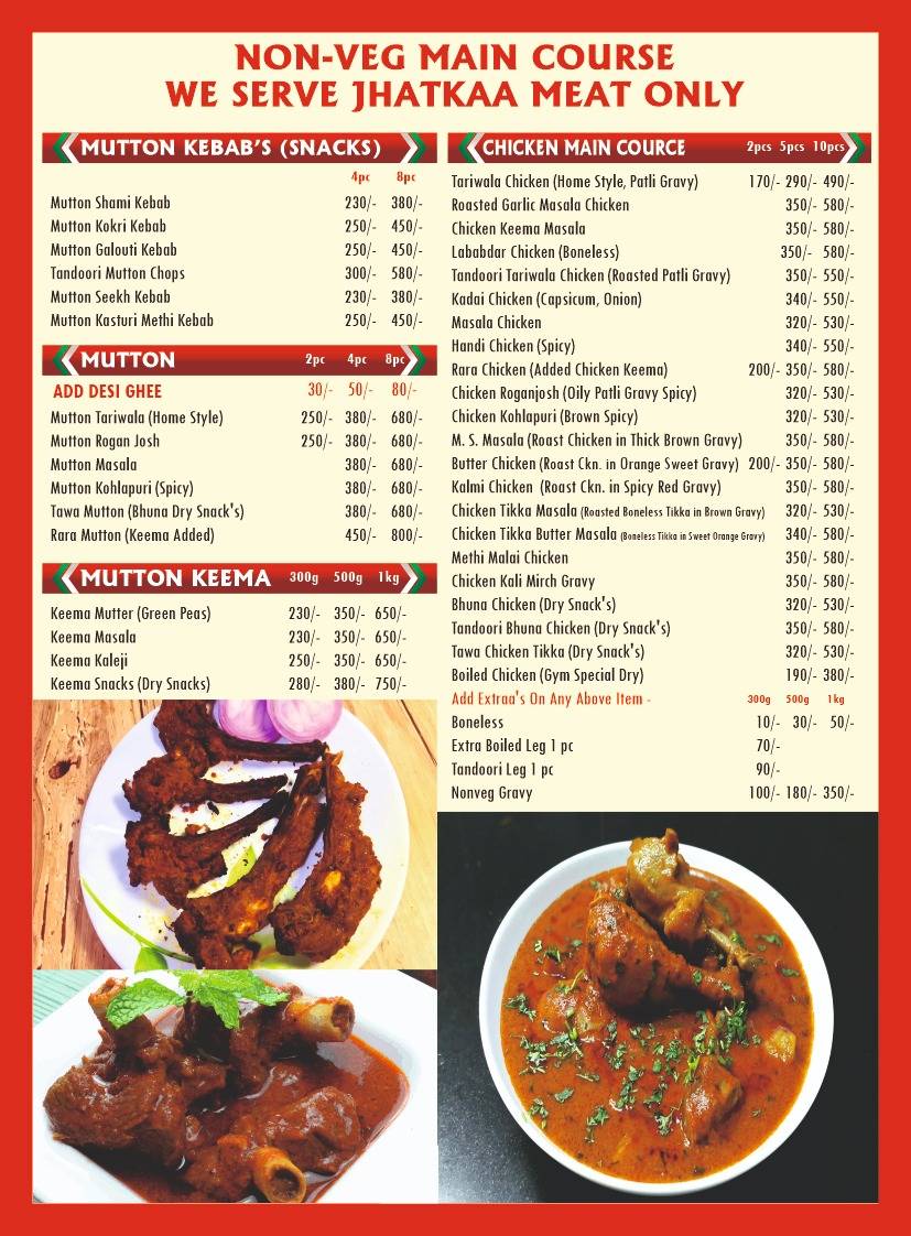 Mr. Singh's menu