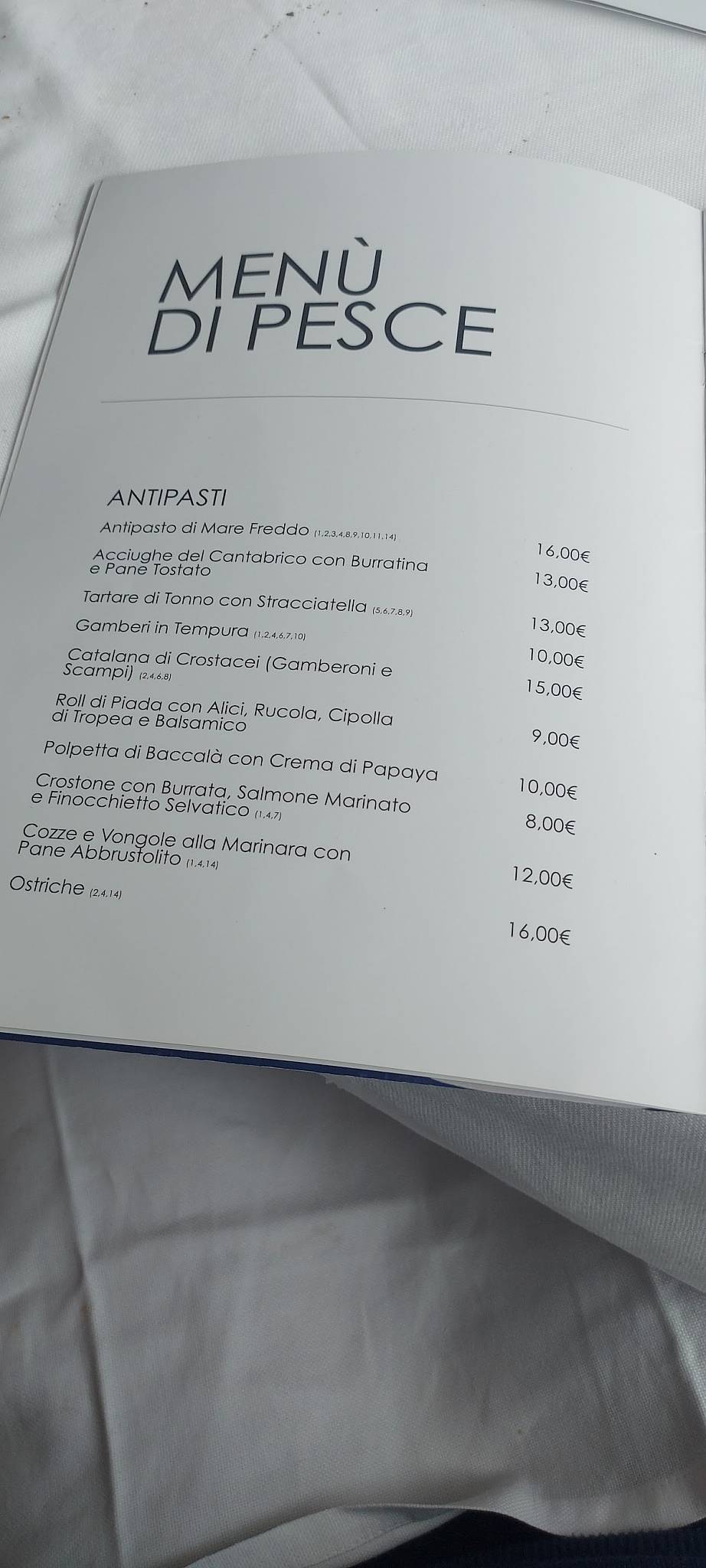 Menu di Nido del Corvo, Ristorante Vista Panoramica 