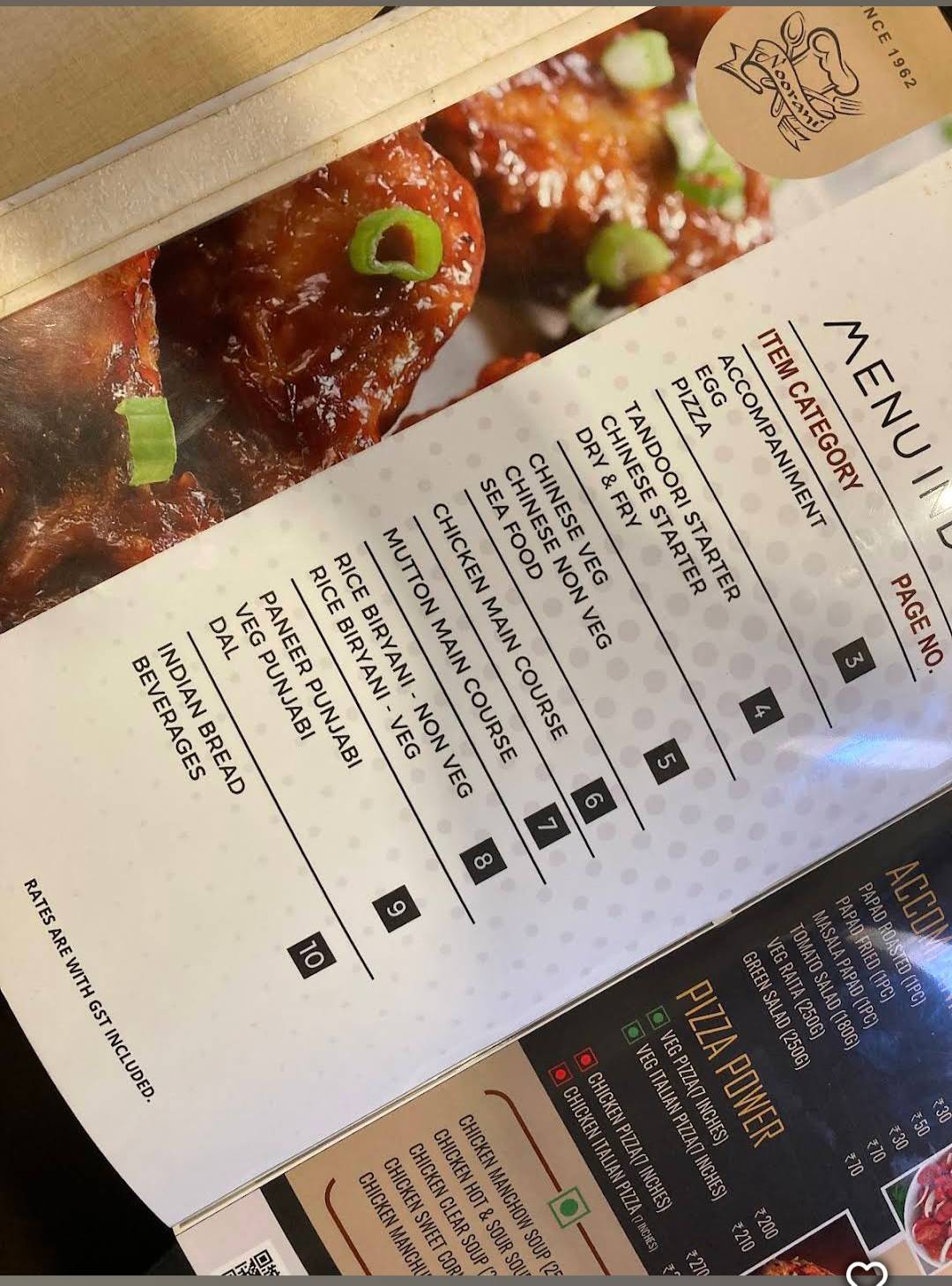 Noorani Restuarant menu