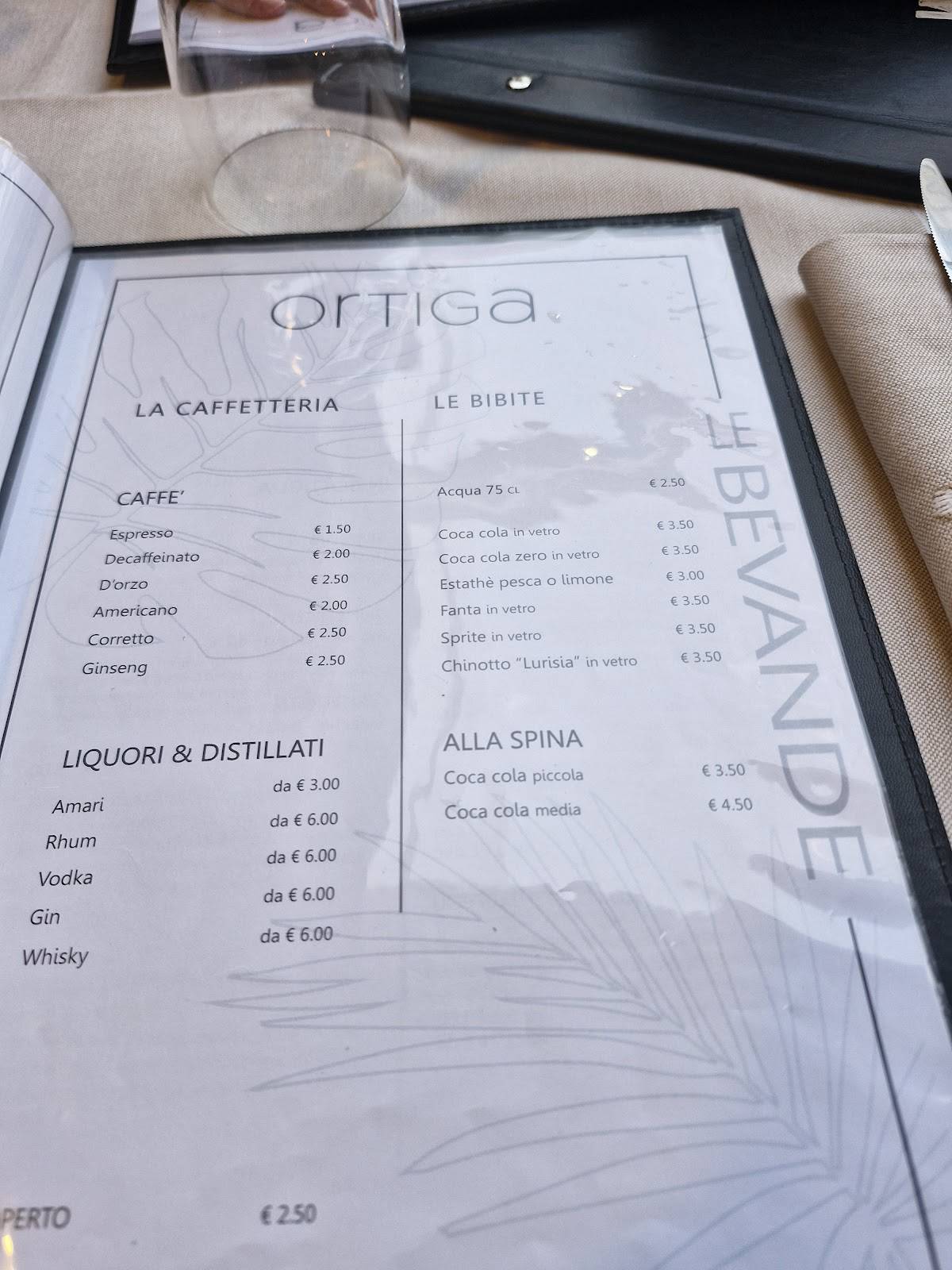 Menu di ORTIGA - Ristorante Pizzeria a Torino 