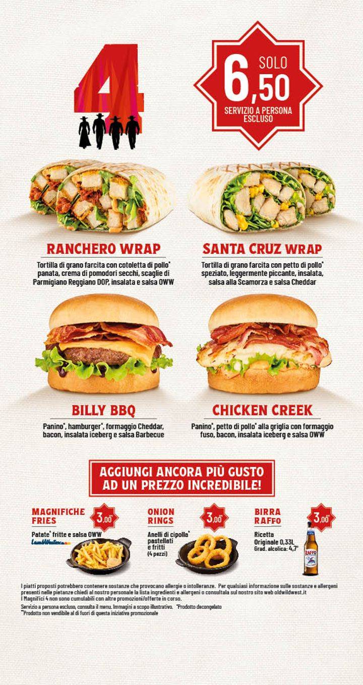 Menu di Old Wild West | The Village Parco de' Medici 
