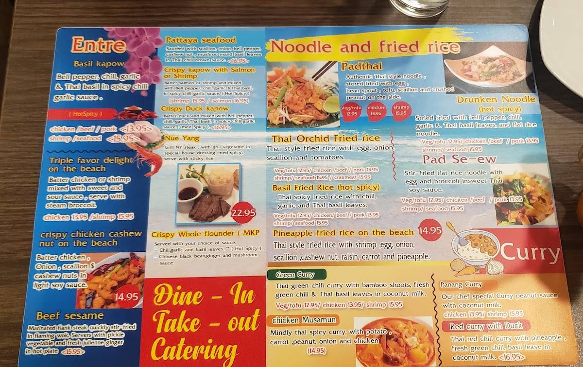 Menu at Orchid Thai Cuisine - Colonial Beach restaurant, Colonial Beach