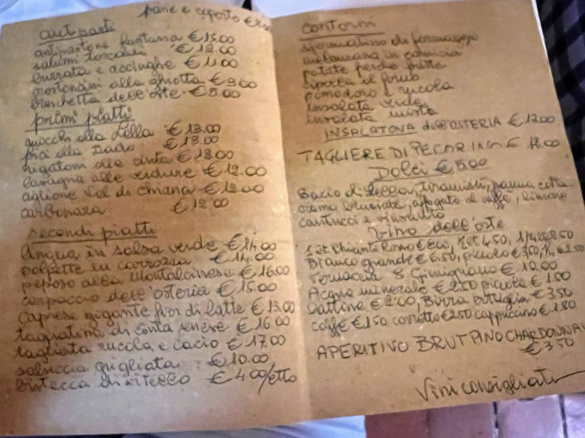 Menu di Osteria Nonna Gina 